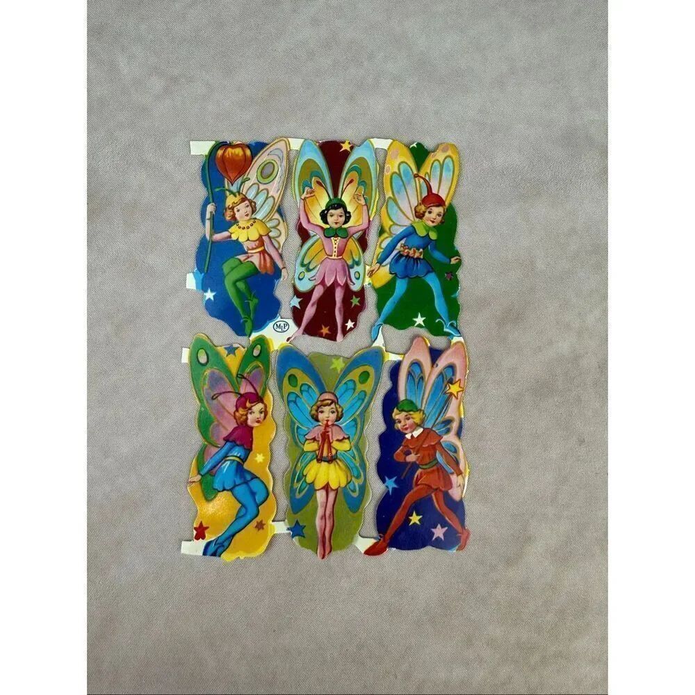 Vintage 1930s Fairy Paper Die Cuts American Scrap Ephemera Set of 6 Mythical Fae